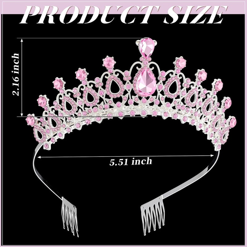 Loetere 12 Pcs Crystal Tiara and Princess Crown with Comb Crown Rhinestone Women Girls Tiara Headpiece Queen Hair Accessories for Birthday Party Wedding Prom Halloween Cosplay Costume - Image 5